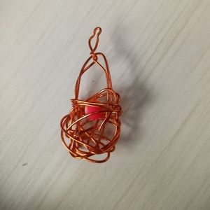 New orange wire wrapped statement choker necklace pendant hand crafted neon